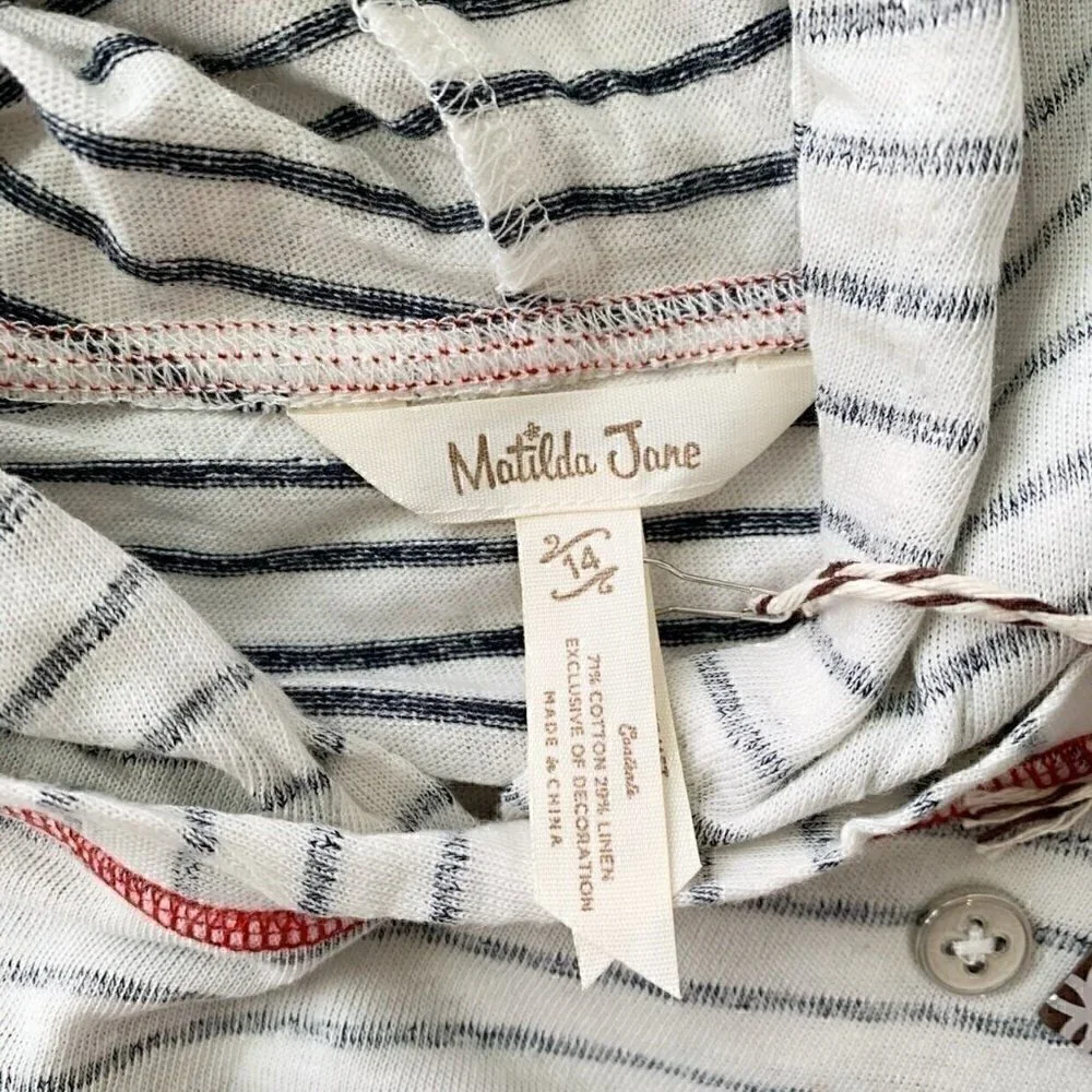 NWT Matilda Jane Blaire Striped Graphic Hoodie Top 14 Years